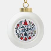 Prettig kerstfeest 3 keramische bal ornament (Voorkant)