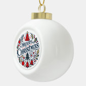 Prettig kerstfeest 3 keramische bal ornament (Rechts)