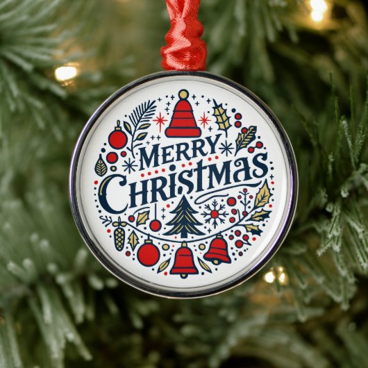 Prettig kerstfeest 3 metalen ornament (Boom)