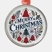 Prettig kerstfeest 3 metalen ornament (Voorkant)