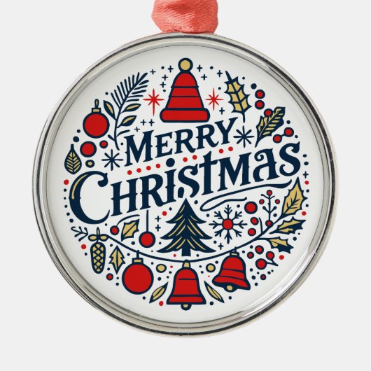 Prettig kerstfeest 3 metalen ornament (Voorkant)