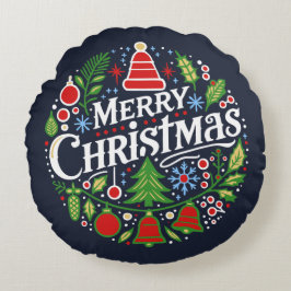 Prettig kerstfeest 3 rond kussen