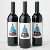 Prettig kerstfeest 3D Wijn Etiket (Flessen)