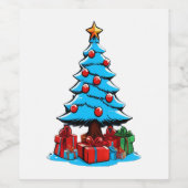 Prettig kerstfeest 3D Wijn Etiket (Enkel label)