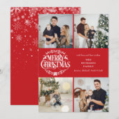 Prettig kerstfeest 4 foto collage elegant klassiek feestdagenkaart (Voorkant / Achterkant)