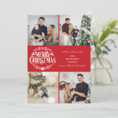 Prettig kerstfeest 4 foto collage elegant klassiek feestdagenkaart (Staand voorkant)