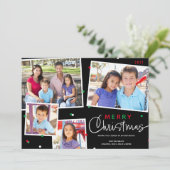 Prettig kerstfeest 4 foto collage kerstkaart (Staand voorkant)