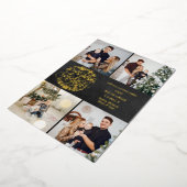 Prettig Kerstfeest 4 Foto Collage Krijtbord Goud Folie Feestdagenkaart (Gedraaid)