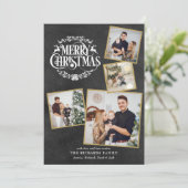Prettig kerstfeest 4 foto collage schoolbord feestdagenkaart (Staand voorkant)