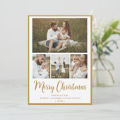 Prettig kerstfeest 4 foto feestdagenkaart (Staand voorkant)