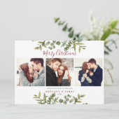 Prettig kerstfeest 4 Foto Groenery Koppels Feestdagenkaart (Staand voorkant)