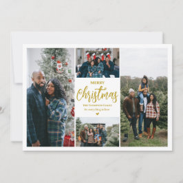 Prettig Kerstfeest|4 foto's| Wit Feestdagenkaart