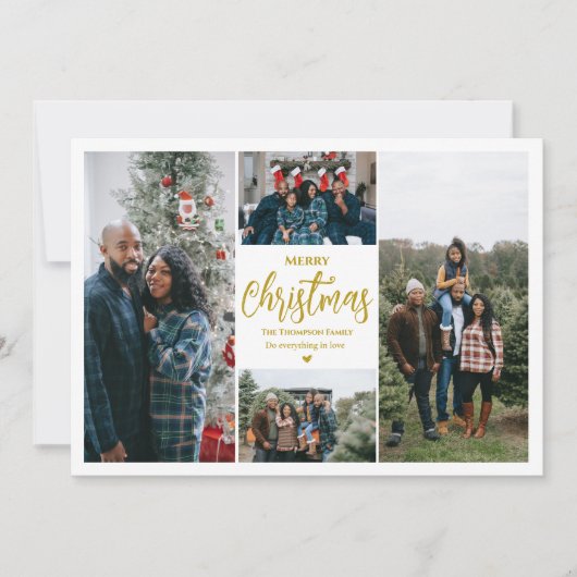 Prettig Kerstfeest|4 foto's| Wit Feestdagenkaart (Voorkant)