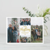 Prettig Kerstfeest|4 foto's| Wit Feestdagenkaart (Staand voorkant)