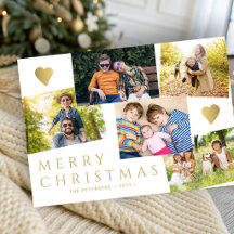 Prettig kerstfeest 5 foto's modern goud wit