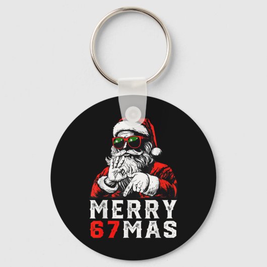 Prettig kerstfeest 6 7 Meme Grappige Kerstman 67 H Sleutelhanger (Voorkant)