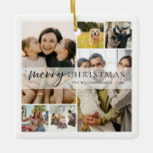 Prettig kerstfeest 6 foto collage keramisch ornament (Voorkant)