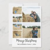 Prettig Kerstfeest 6-Foto Raster met Familienaam Feestdagenkaart (Voorkant)