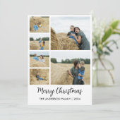 Prettig Kerstfeest 6-Foto Raster met Familienaam Feestdagenkaart (Staand voorkant)