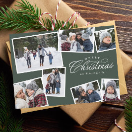 Prettig kerstfeest 7 foto collage jachtgroen feestdagenkaart