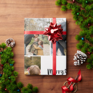 Prettig kerstfeest 8 foto collage   Moderne famili Cadeaupapier