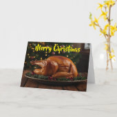 Prettig kerstfeest aan carnivoor. kaart (Gele Bloem)