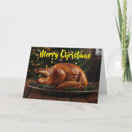 Prettig kerstfeest aan carnivoor. kaart