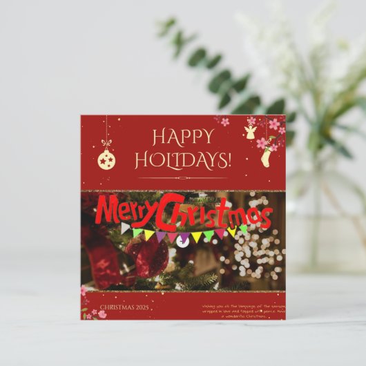 Prettig Kerstfeest Aan Iedereen Kaart (Staand voorkant)