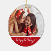 Prettig kerstfeest aangepaste foto moderne rode mo keramisch ornament (Links)