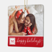 Prettig kerstfeest aangepaste foto moderne rode mo keramisch ornament (Links)