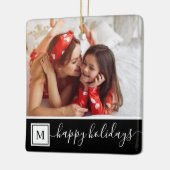 Prettig kerstfeest aangepaste foto moderne zwarte keramisch ornament (Links)