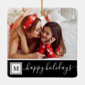 Prettig kerstfeest aangepaste foto moderne zwarte keramisch ornament (Achterkant)