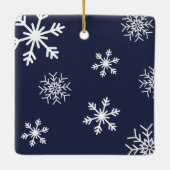 Prettig kerstfeest aangepaste foto Navyblauw sneeu Keramisch Ornament (Achterkant)