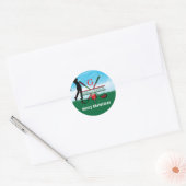 Prettig kerstfeest aangepaste golf vakantie ontwer ronde sticker (Envelop)