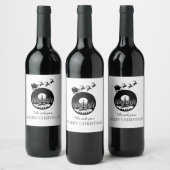 Prettig kerstfeest Aangepaste Kerstman slee en bom Wijn Etiket (Flessen)