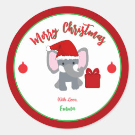 Prettig kerstfeest Aangepaste naam knuffel olifant Ronde Sticker