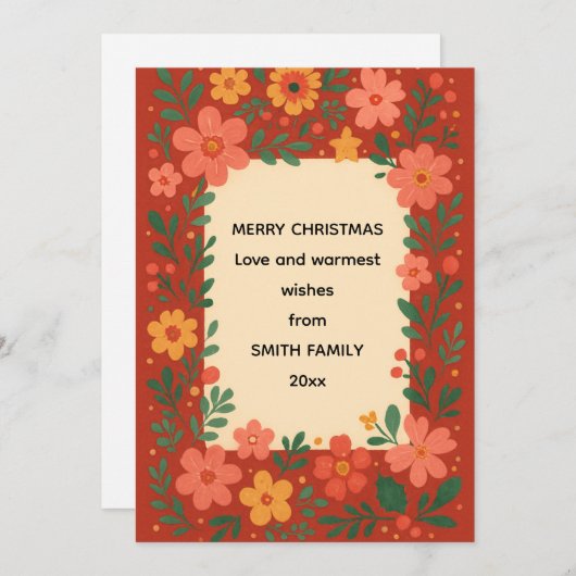 Prettig kerstfeest aanpasbare wensen  feestdagenkaart (Voorkant / Achterkant)