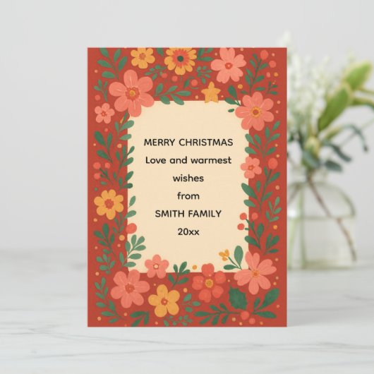 Prettig kerstfeest aanpasbare wensen  feestdagenkaart (Staand voorkant)