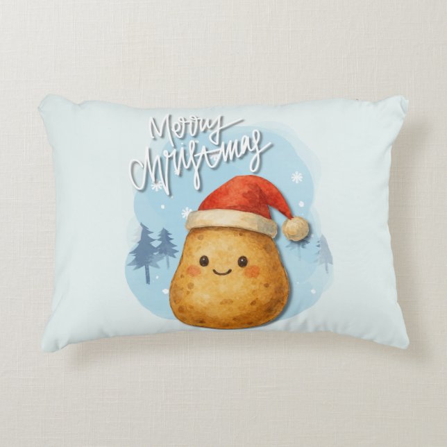 Prettig kerstfeest Aardappel Accent Kussen (Voorkant)
