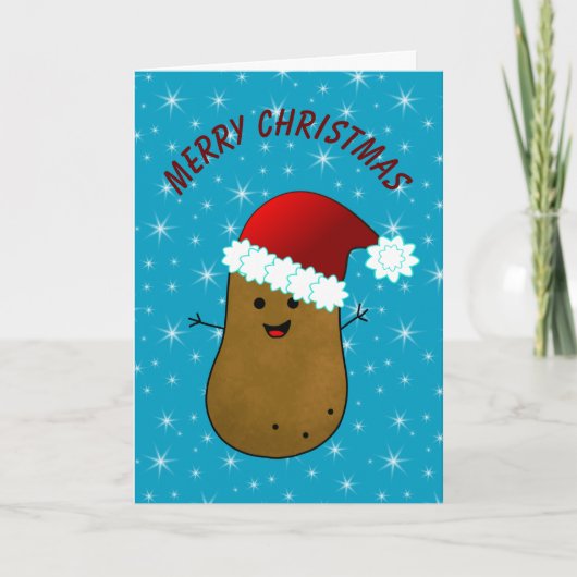 Prettig kerstfeest aardappel feestdagen kaart (Voorkant)