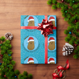 Prettig kerstfeest aardappel gepersonaliseerd cadeaupapier