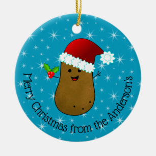Prettig kerstfeest aardappel gepersonaliseerd keramisch ornament