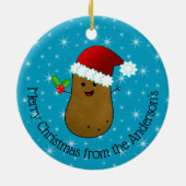 Prettig kerstfeest aardappel gepersonaliseerd keramisch ornament (Achterkant)