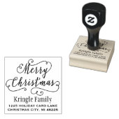 Prettig kerstfeest Adres in Schuingeschrift Retour Rubberstempel (Gestempeld)