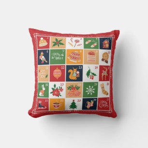 Prettig kerstfeest Adventskalender Poinsettia Rood Kussen