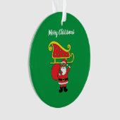 Prettig kerstfeest Afro-Amerikaanse Kerstman Groen Ornament (voorkant)
