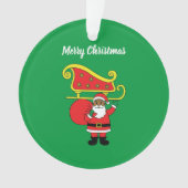 Prettig kerstfeest Afro-Amerikaanse Kerstman Groen Ornament (voorkant)