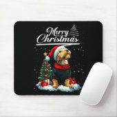 Prettig kerstfeest Airedale Terrier Kerstman Hoed Muismat (Met muis)