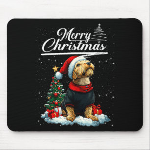 Prettig kerstfeest Airedale Terrier Kerstman Hoed  Muismat