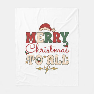 Prettig kerstfeest Alle Kerstman Hoed Bliksem Ster Fleece Deken